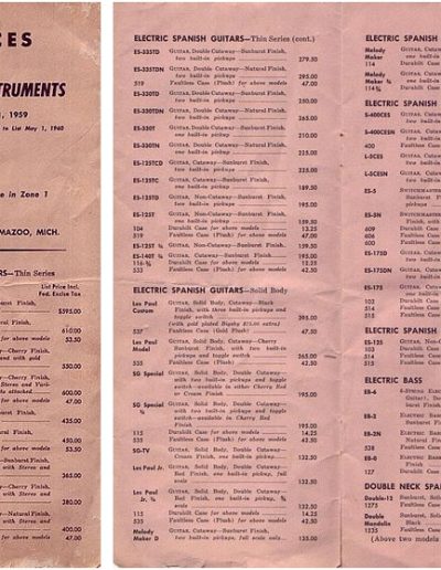 1959 Gibson Price List